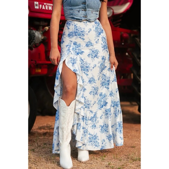 Dresses & Skirts - Bluebell Ruffle Slit Maxi Skirt